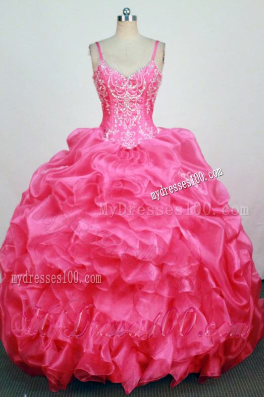 Straps Beaded Appliques and Rolling Flowers Decorated Sweet 16 Dresses